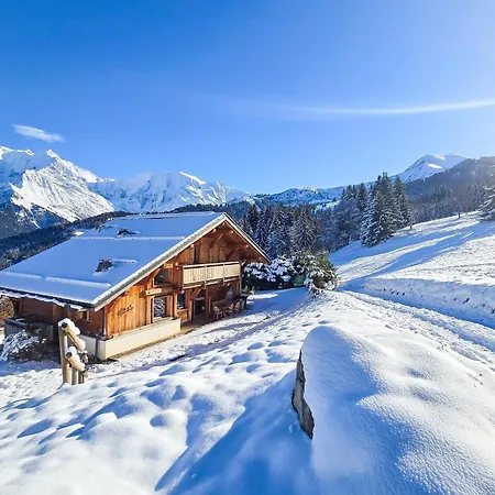 Sur Les Pistes Aux Communailles Face Au Mont Bianc *